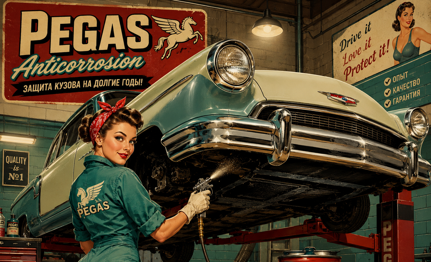 Ретро автомобиль и антикоррозийная обработка в стиле Pin-Up